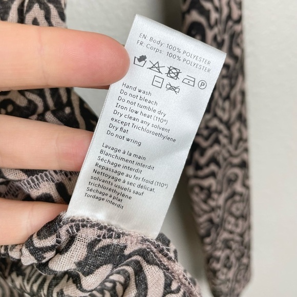 Nanushka Women's Small Raglan Turtleneck Top Mesh Jersey Graphic Animal Latte - Picture 8 of 16